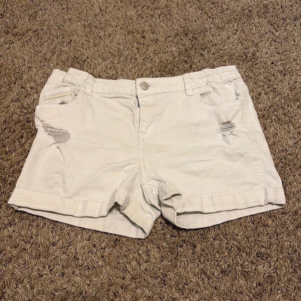 Wonder Nation Women's Light Tan Distressed Jean Shorts